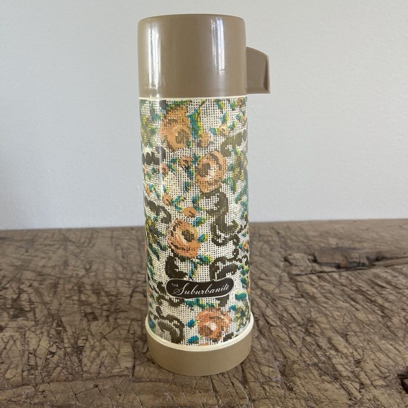 Vintage Aladdin Thermos The Suburbanite 1 Pint Boho Retro Needlepoint 70s - Picture 1 of 10